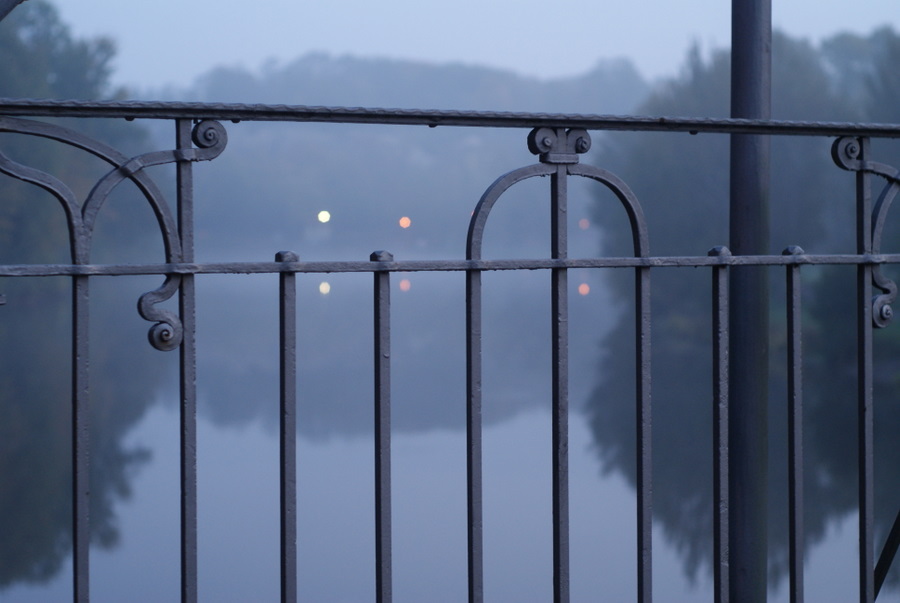 Peißnitzbrücke bei Nebel