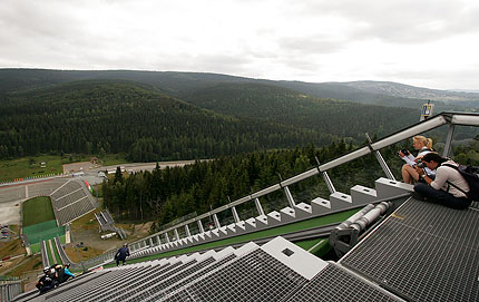 Skisprung-Arena von oben